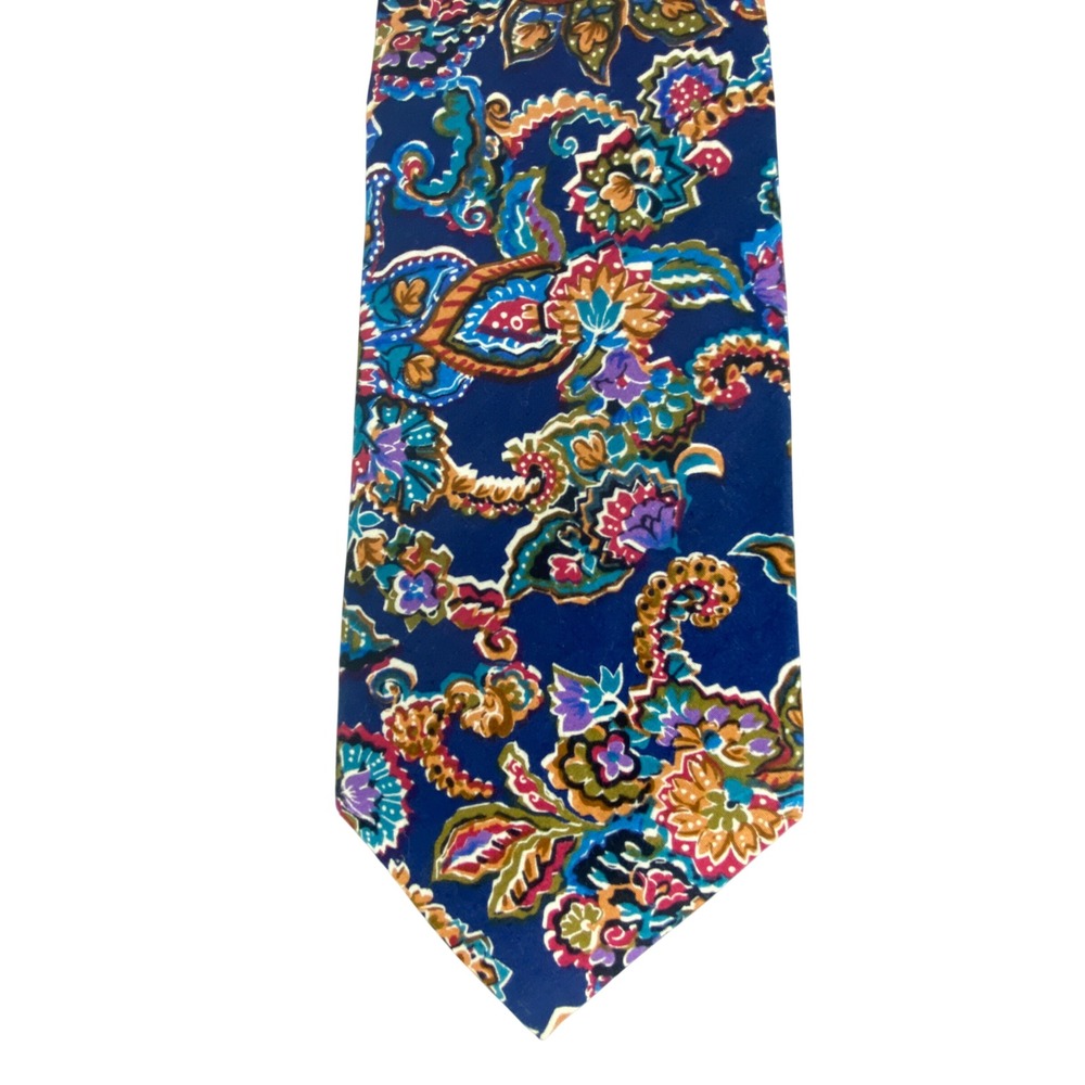 VTG Tango by Max Raab Cotton Tie Mens Blue Multicolor Paisley Wide 4 In 55x4